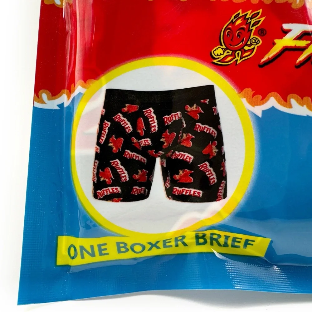 Ruffles Flamin Hot Chips Swag Boxer Briefs Mens Large Underwear Black Orange